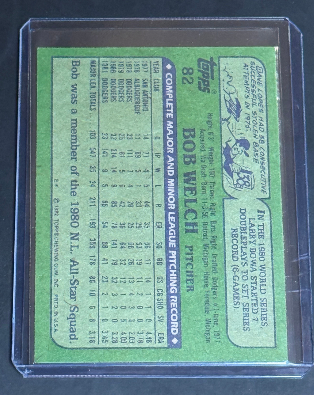 1982 Topps Bob Welch