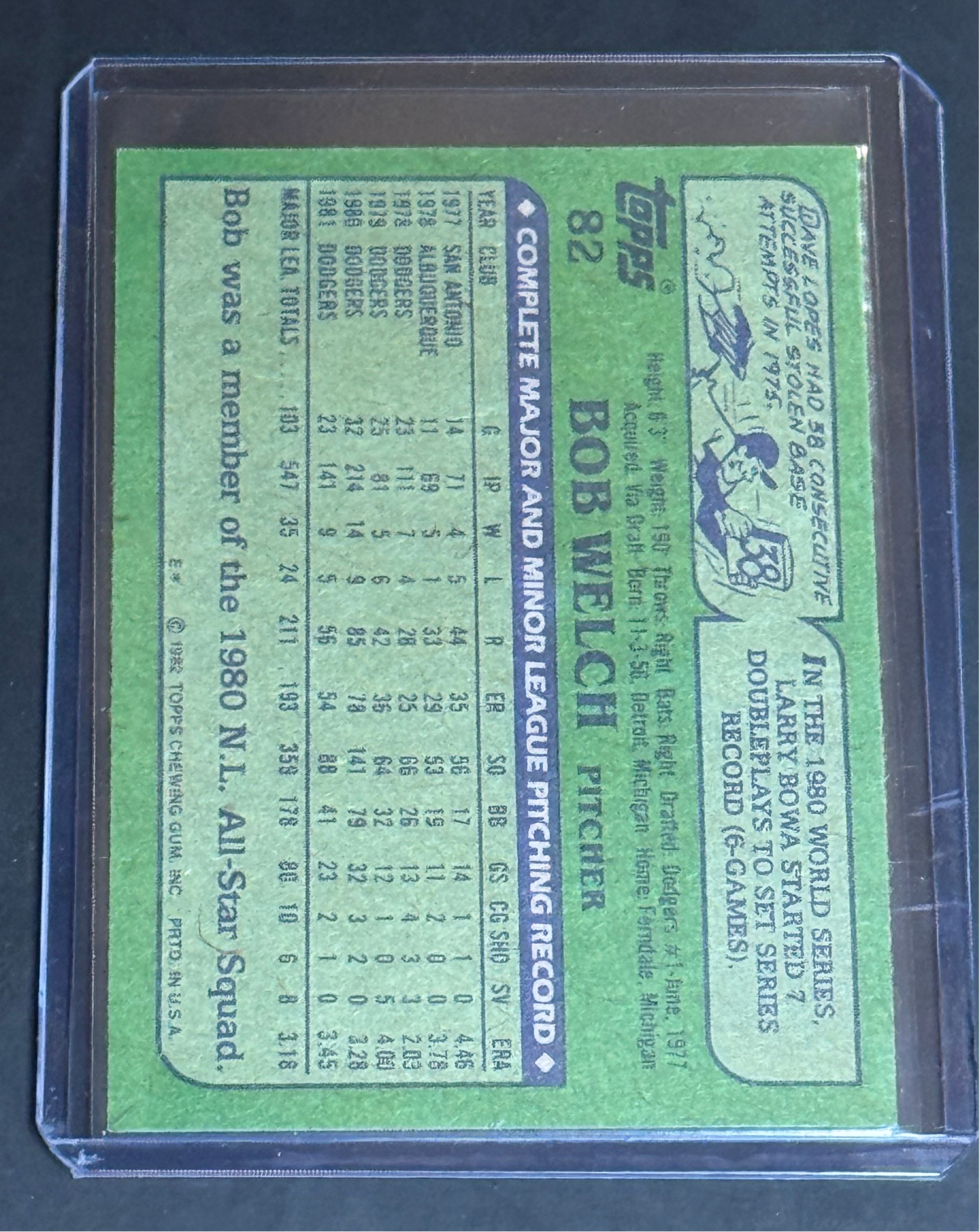 1982 Topps Bob Welch