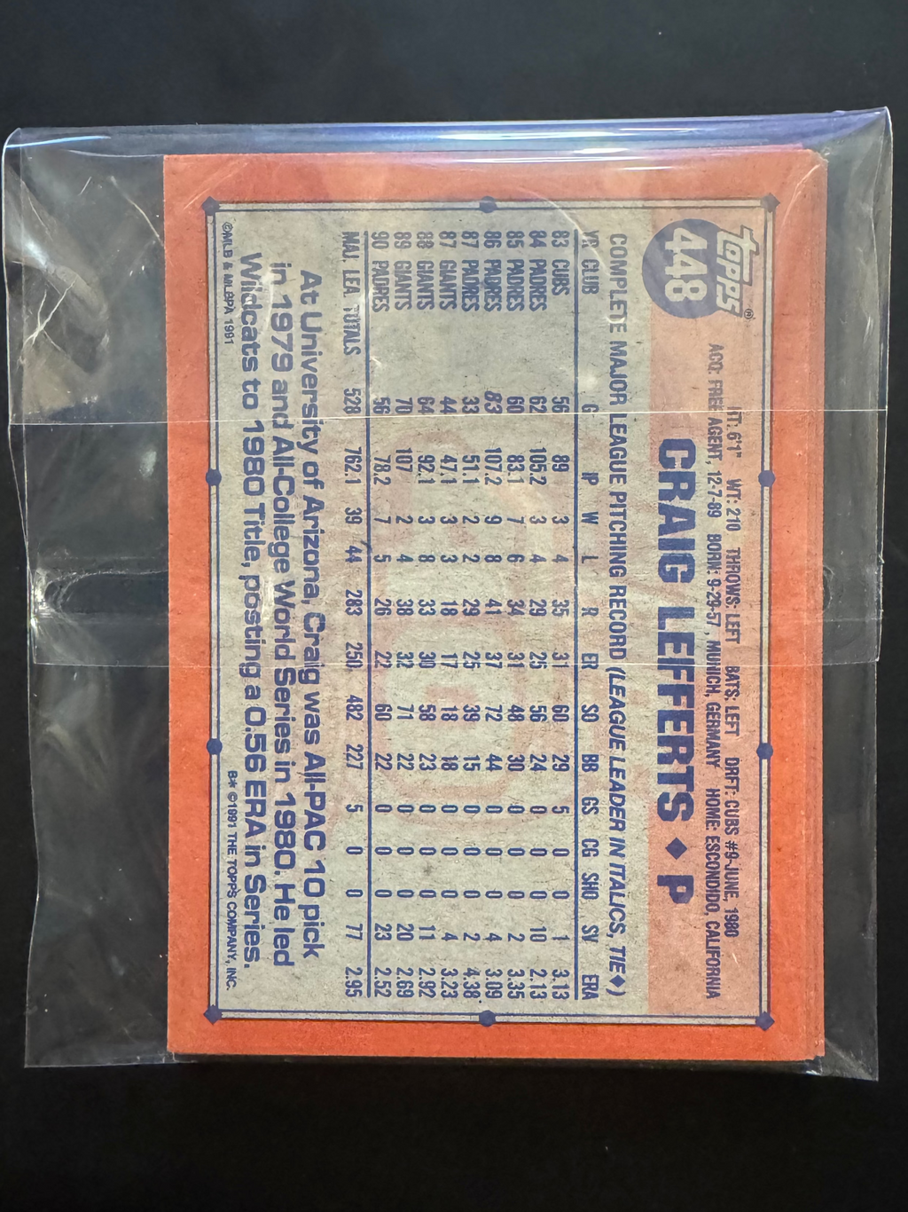 1991 Topps San Diego Padres Team Lot
