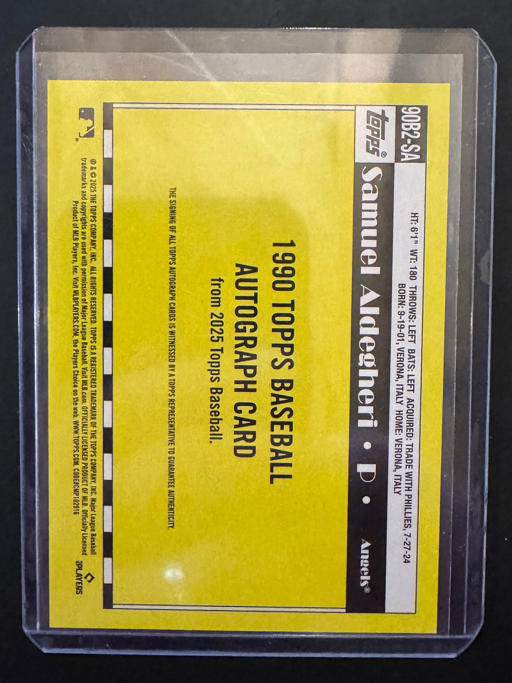 2025 Samuel Aldegheri RC Autographed