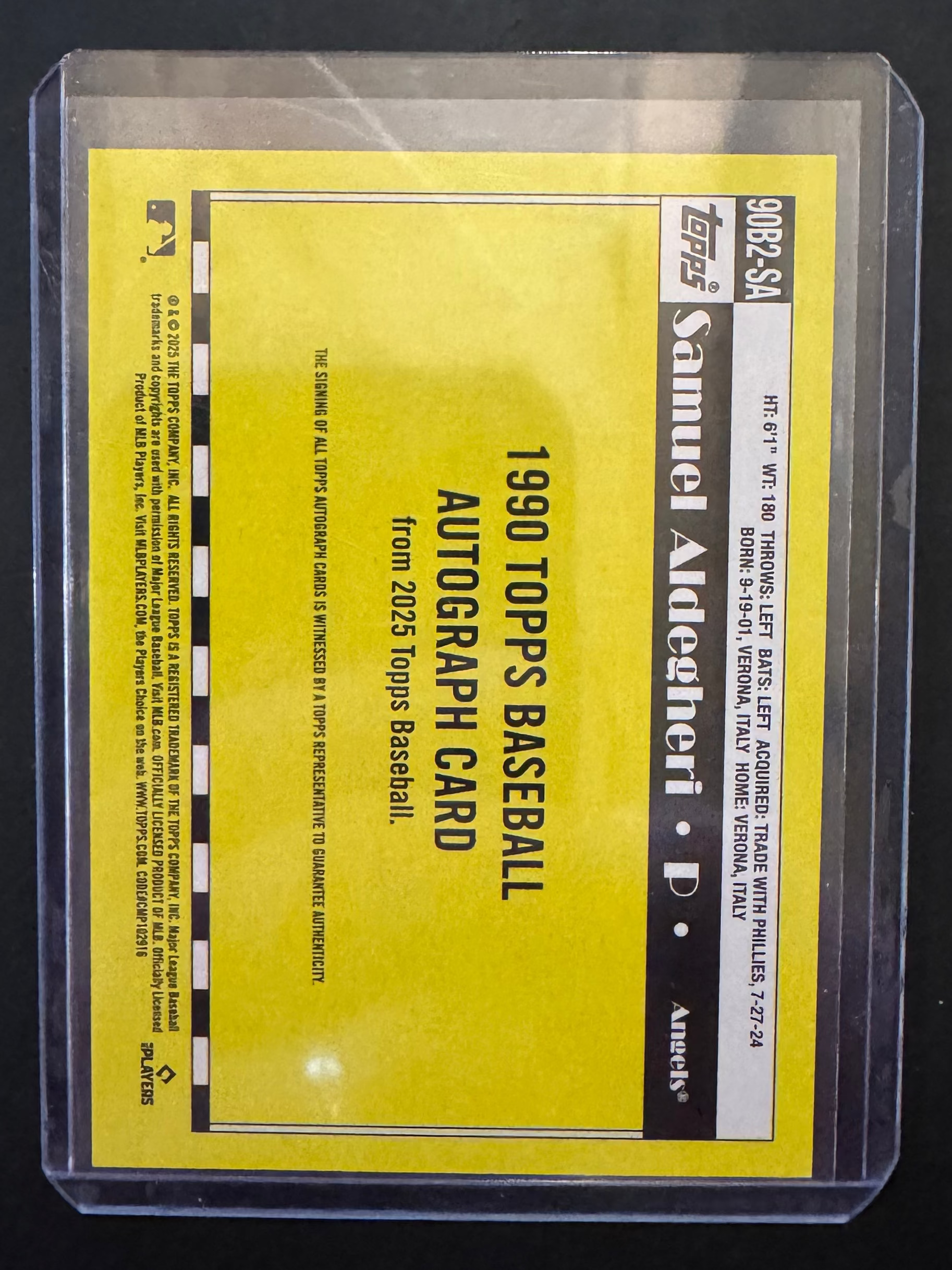 2025 Samuel Aldegheri RC Autographed
