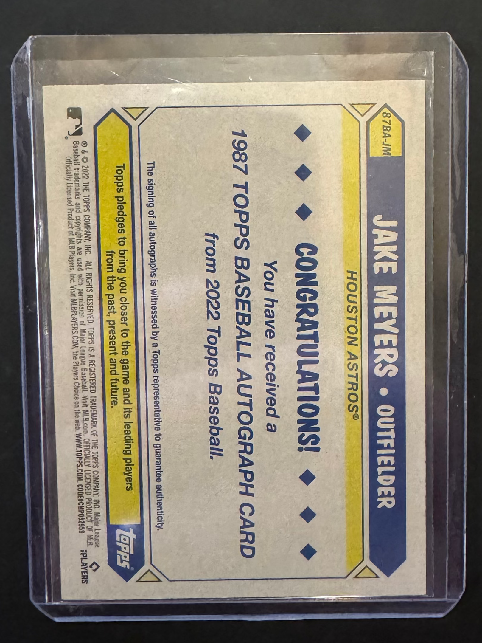 2022 Jake Meyers RC Autographed