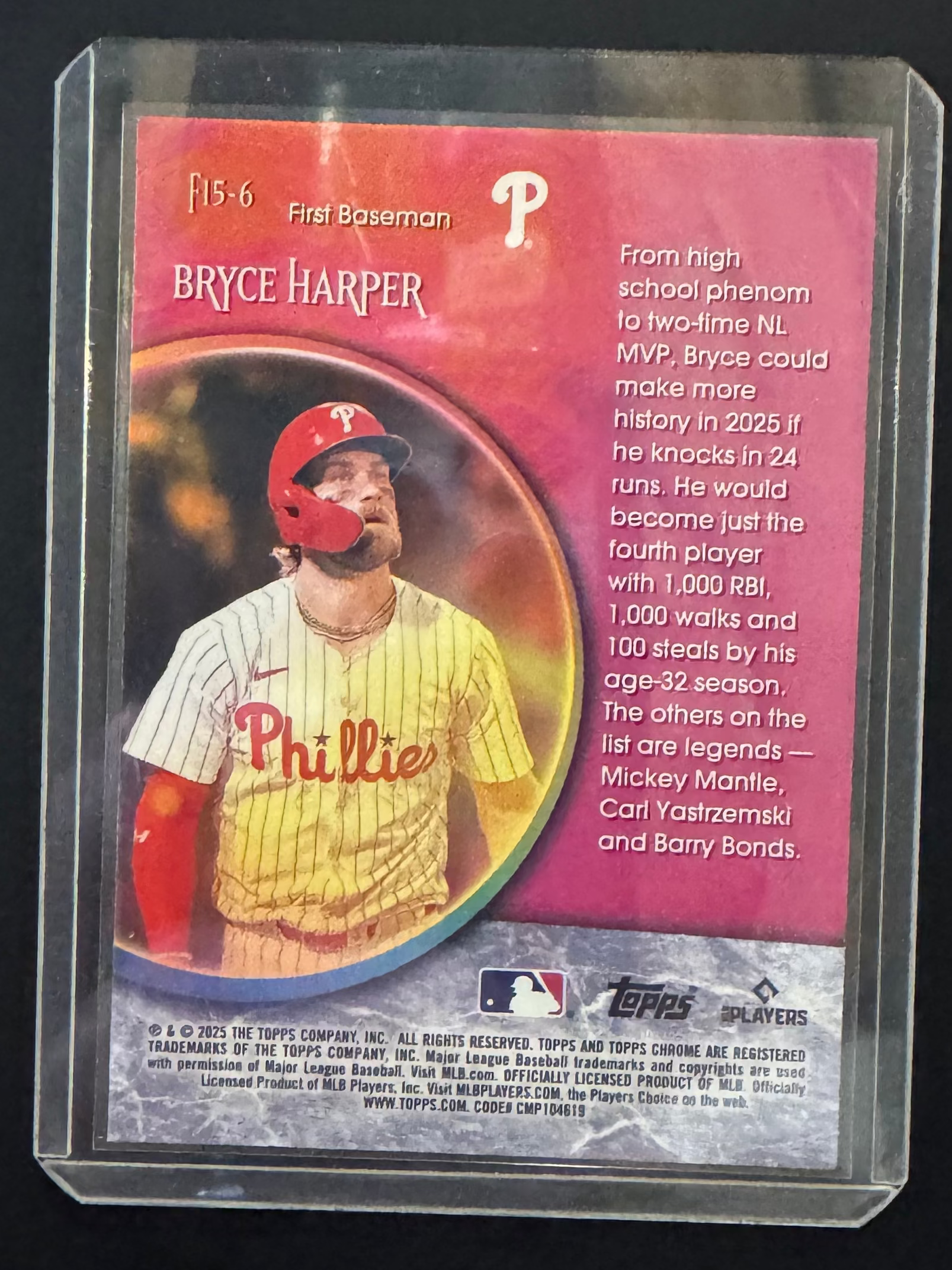 2025 Bryce Harper Fortune 5 Orange Refractor